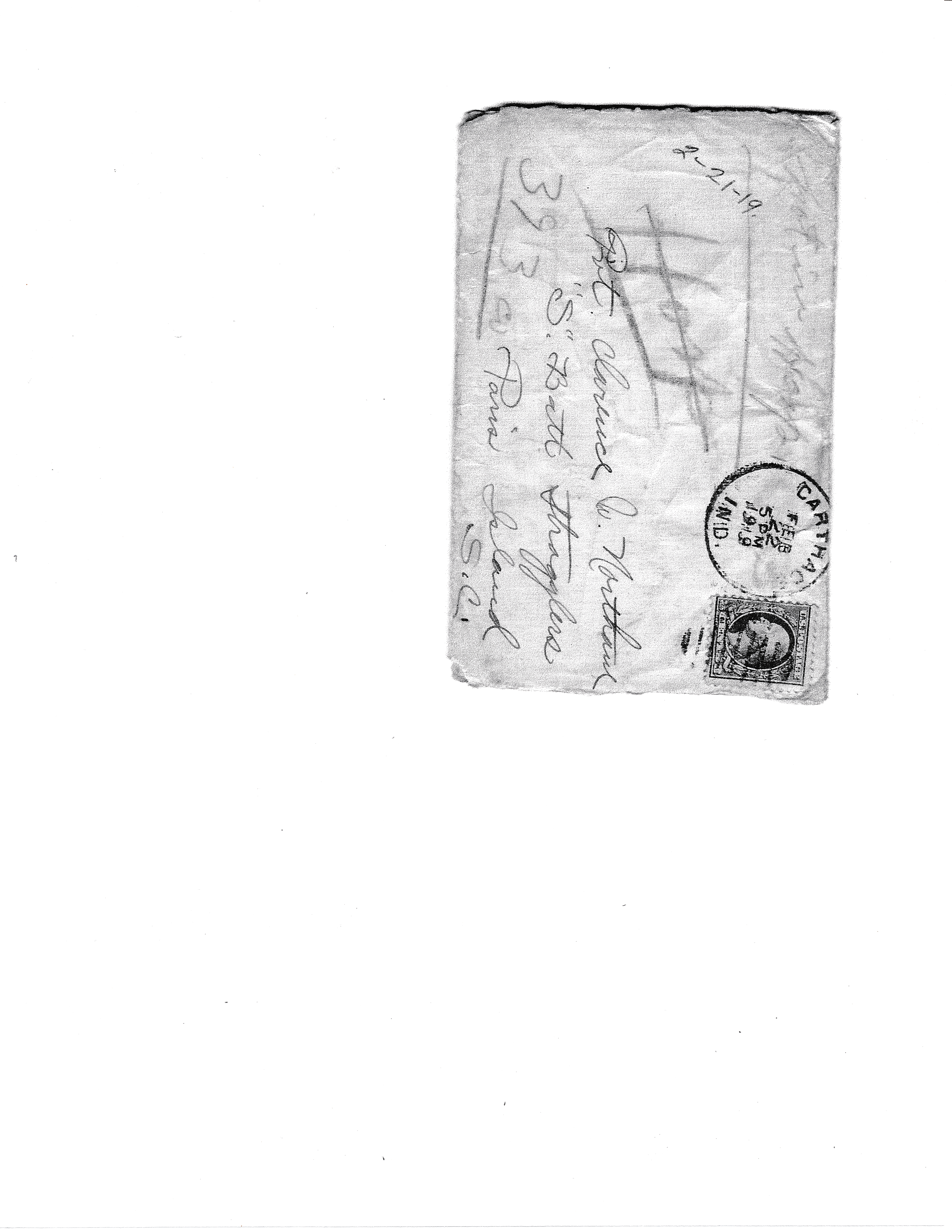 A letter Clarence received from his girlfriend just before leaving Parris Island