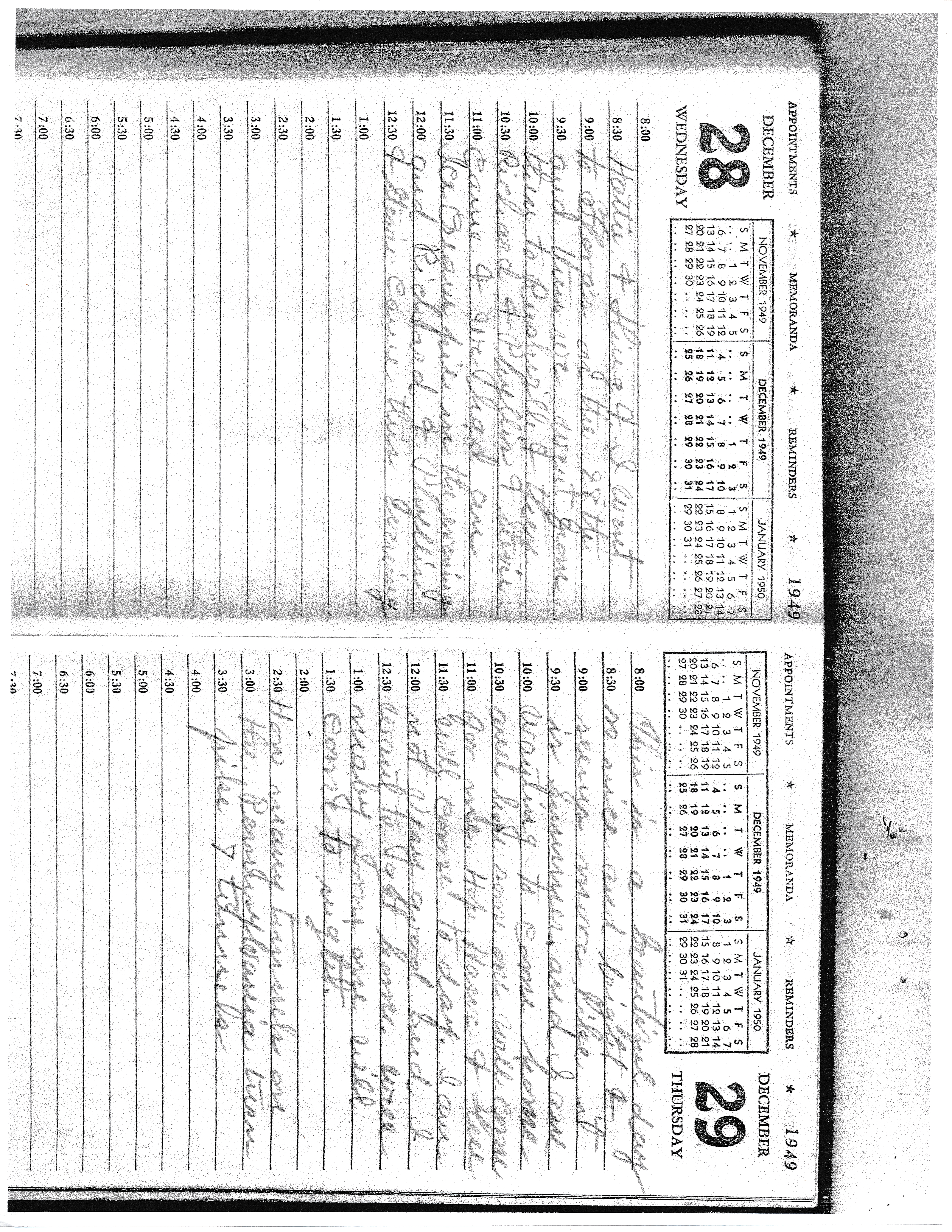 Indiana's diary — 1949 entry (her confusion begins to show, with repeated thoughts and random entries)