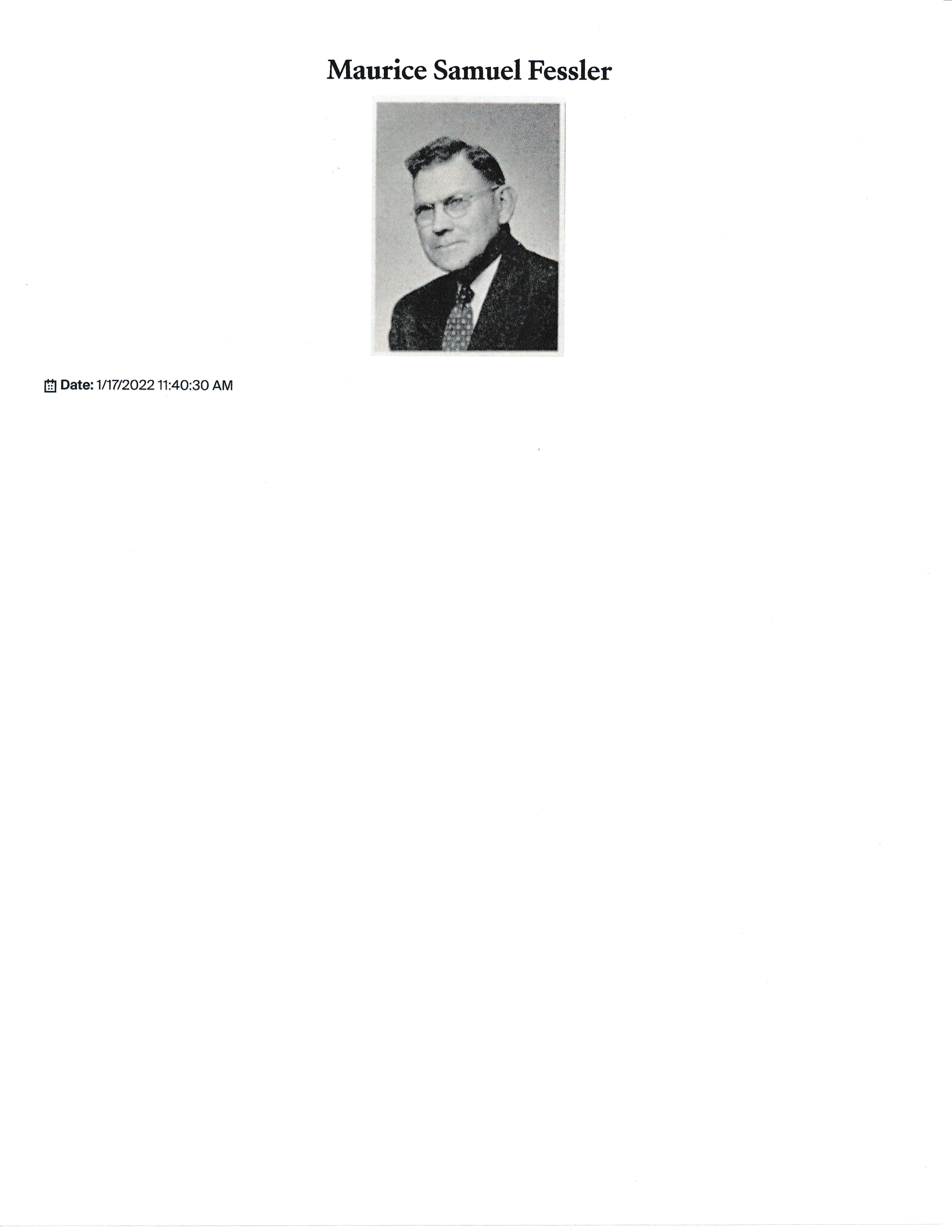Maurice Samuel Fessler (born June 2, 1898)