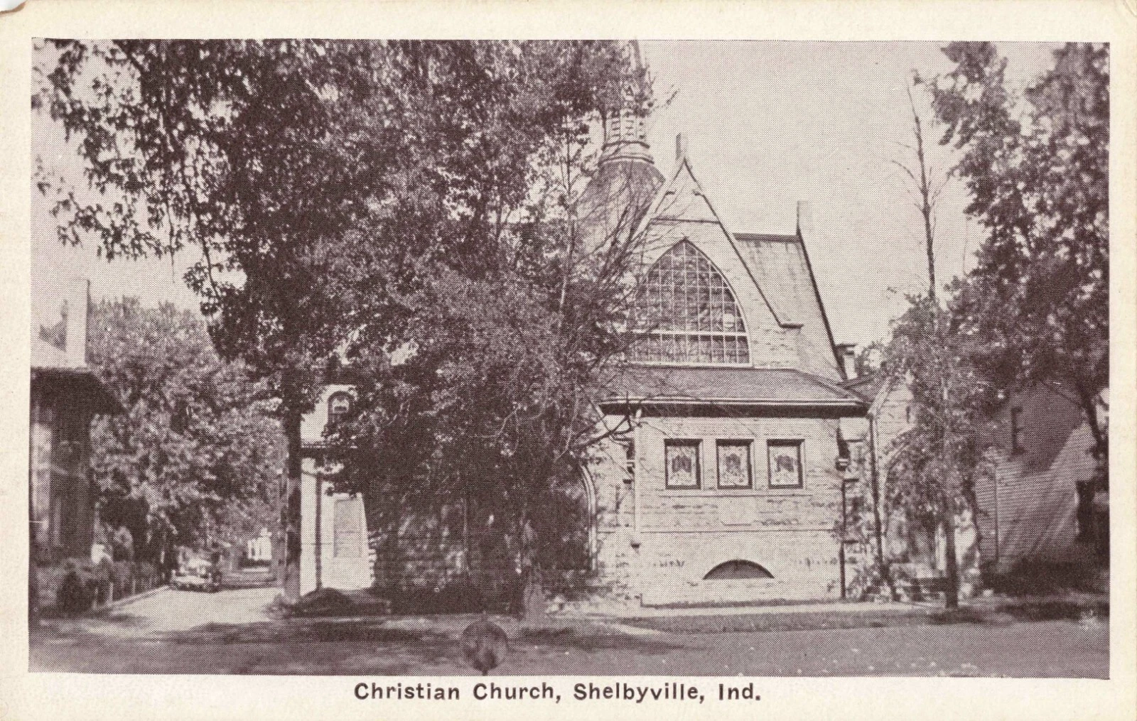 The Christian Church at Shelbyville, Indiana — where Clarence and Hattie were married on September 16, 1922 (1920s postcard)