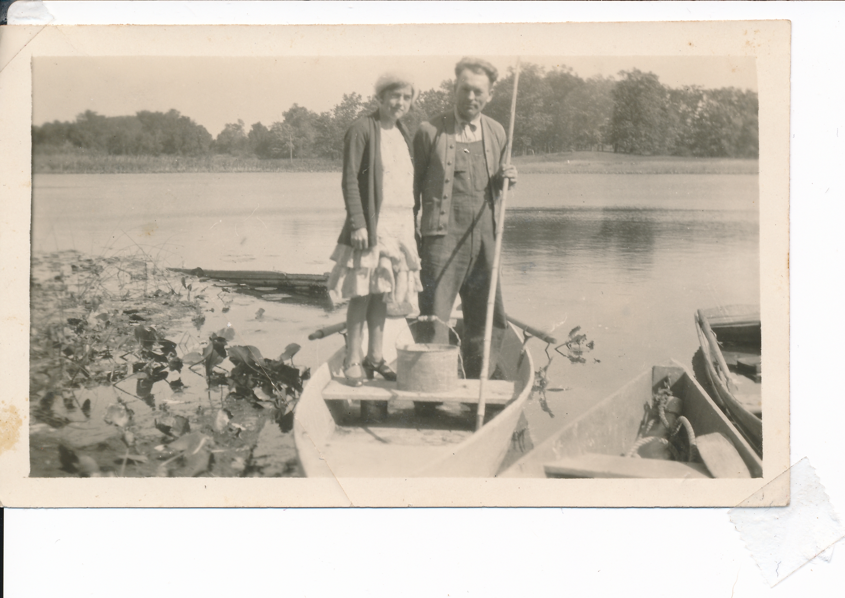 Clarence took Hattie fishing — she's wearing heels!
