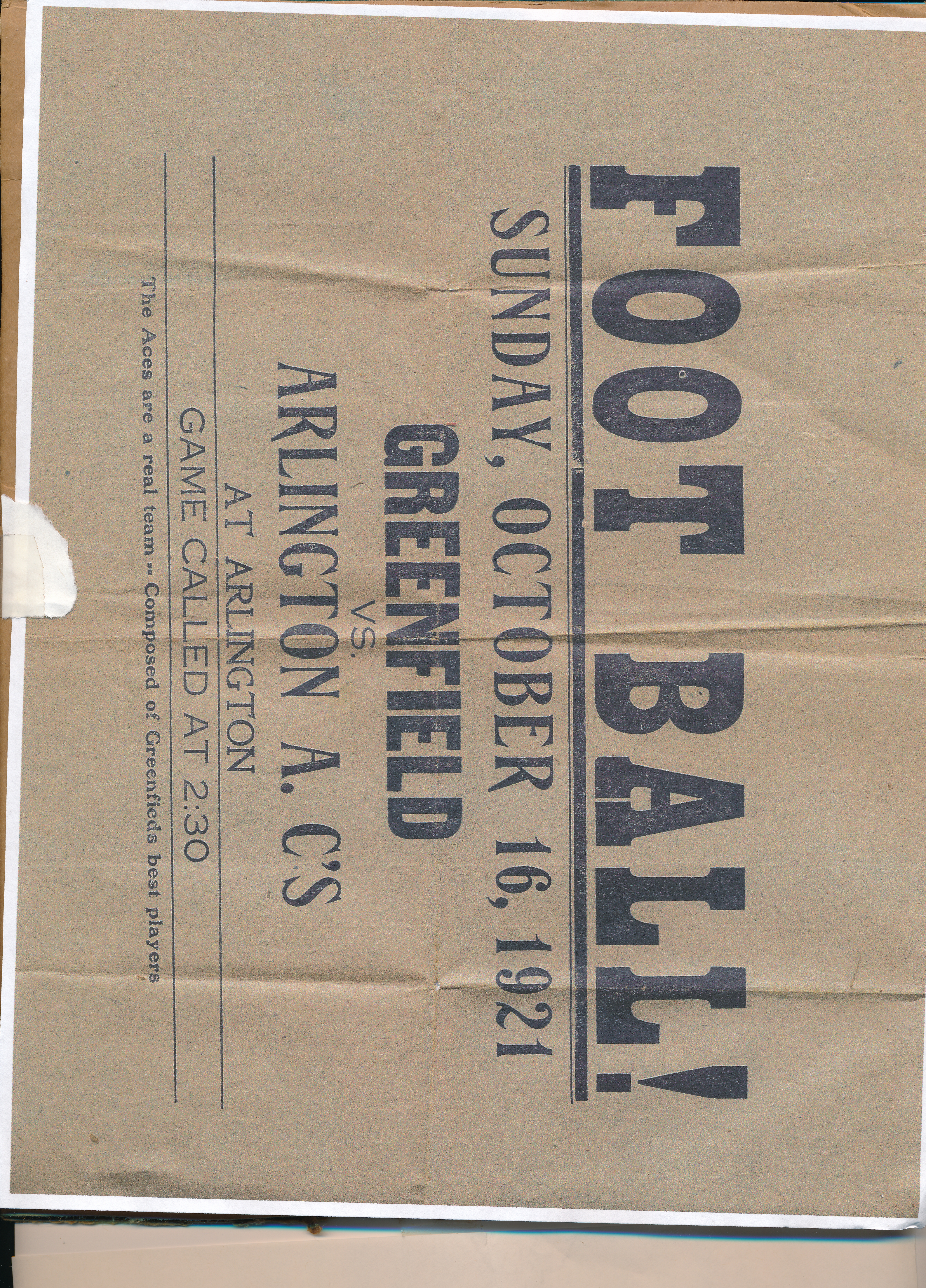A flyer advertising one of Clarence's football games
